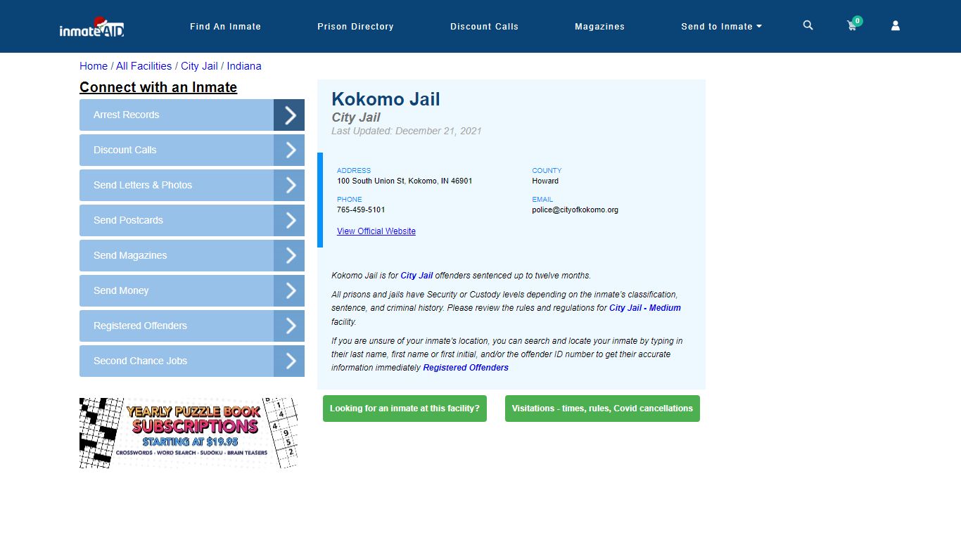 Kokomo Jail | Inmate Locator